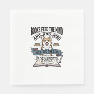 Funny Dog Reader Vintage Engraving Tee for Book Lo Napkins