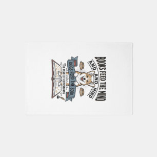 Funny Dog Reader Vintage Engraving Tee for Book Lo Rug