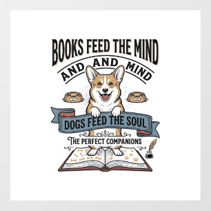 Funny Dog Reader Vintage Engraving Tee for Book Lo Window Cling