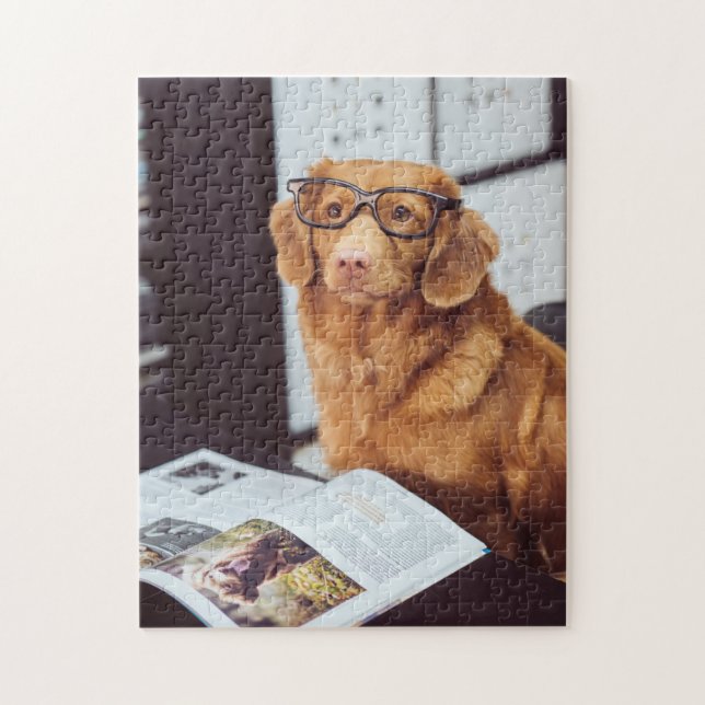 Funny Dog Reading Jigsaw Puzzle (Vertical)