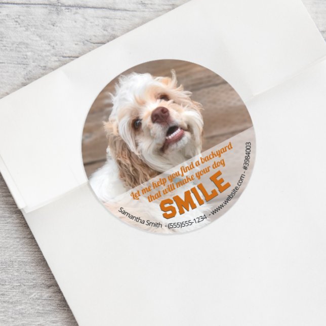 Funny Dog Real Estate Pop By Classic Round Sticker (Personalized real estate pop by sticker.)