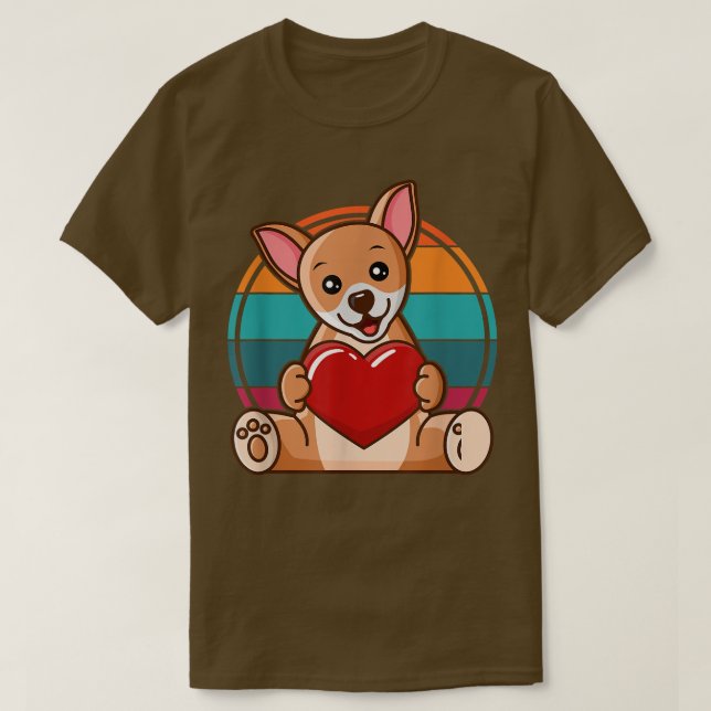Funny Dog Retro I Heart DogCute Chihuahua Dog  T-Shirt (Design Front)