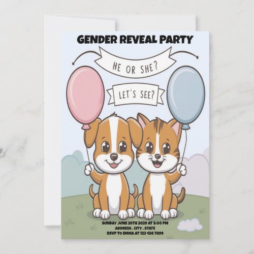 Funny Dog Reveal Gender Party Invitation