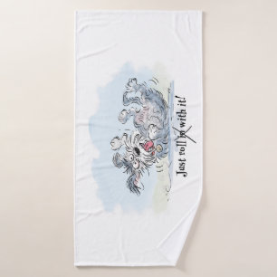 Funny Dog Rolling Cartoon Bath Towel
