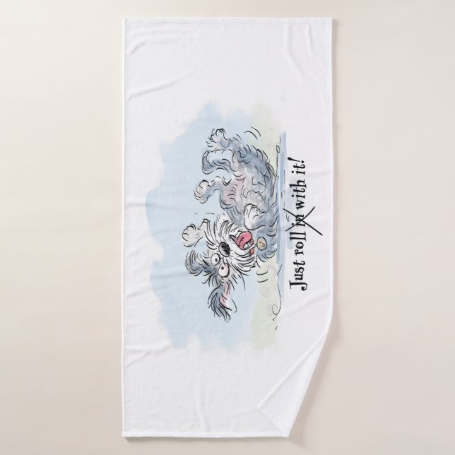 Funny Dog Rolling Cartoon Bath Towel (Bath Towel)