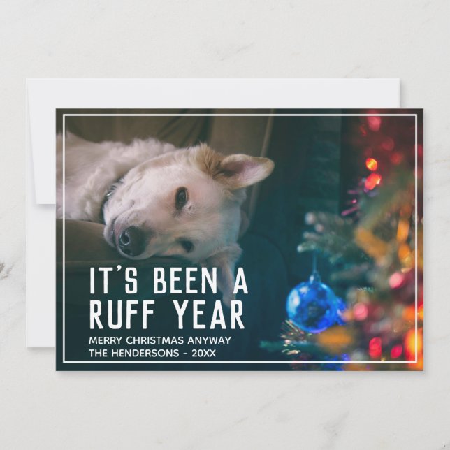 Funny Dog Ruff Year 2020 Holiday Card (Front)