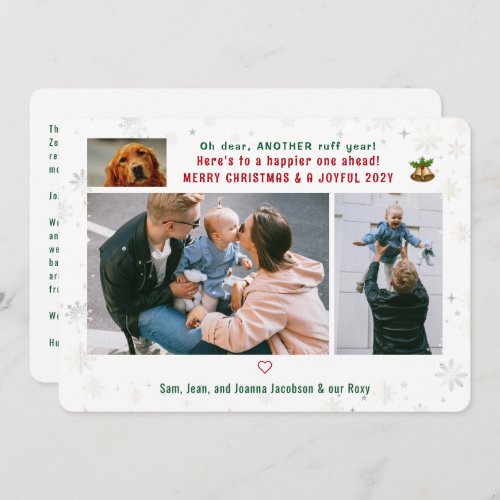 Funny Dog Ruff Year 3 Photos Merry Christmas Cute Holiday Card