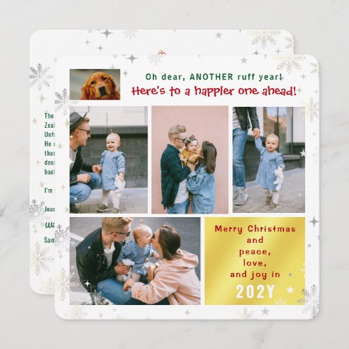 Funny Dog Ruff Year Peace Love Joy Cute 5 Photos Holiday Card