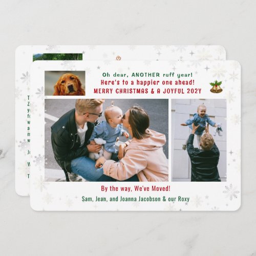 Funny Dog Ruff Year Weve Moved 4 Photos Collage Holiday Card