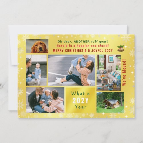 Funny Dog Ruff Year Weve Moved 6 Photos Golden Holiday Card