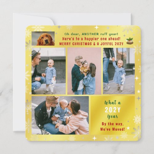 Funny Dog Ruff Year Weve Moved 6 Photos Golden  Holiday Card