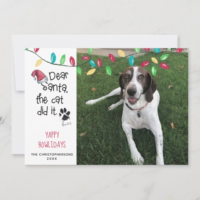 Funny Dog Saying Holiday Lights Photo Dog Name (Front)