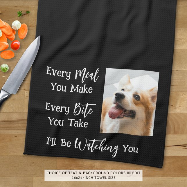 Funny Dog Saying Photo Black White Kitchen Towel (Creator Uploaded)