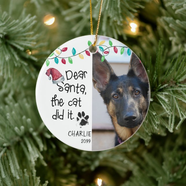 Funny Dog Saying Photo Ceramic Ornament (Tree)