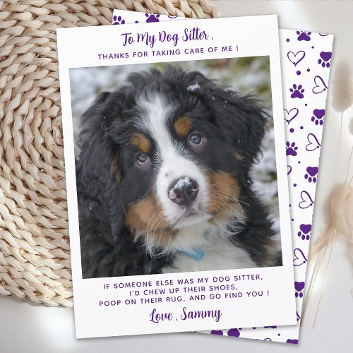 Funny Dog Sitter Custom Pet Puppy Photo Thank You Card