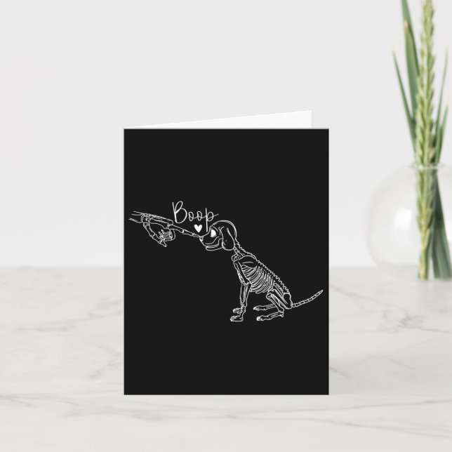 Funny Dog Skeleton Hand Boop Halloween Puppy Dog L Card (Front)