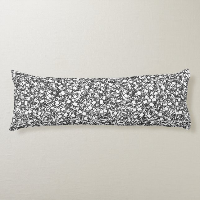 Funny dog sketchy drawing random pattern body pillow (Front)