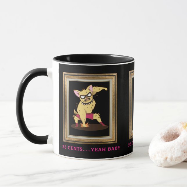 Funny dog smashing Dogecoin   Mug (With Donut)