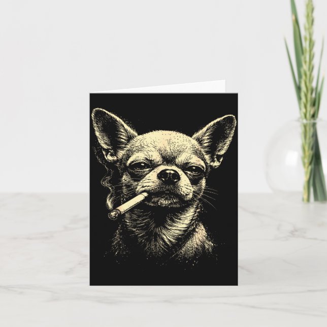 Funny Dog Smoking Cigarette Chihuahua Meme Card (Front)