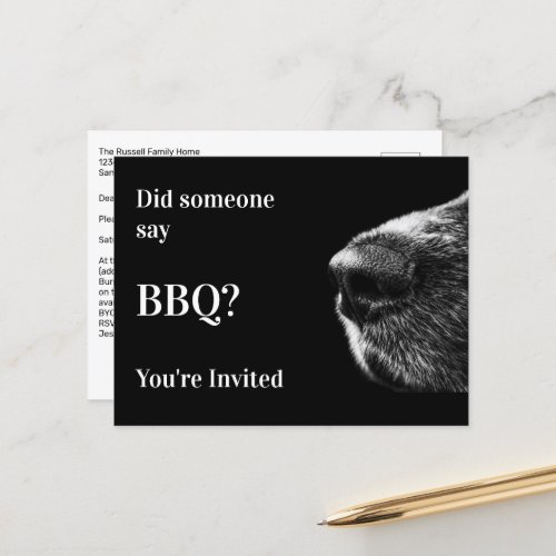 Funny  Dog Summer BBQ Party Postcard Invitation