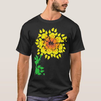 Funny Dog Sunflower Paw Print Gift Animal Lovers T-Shirt