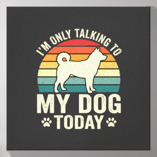 Funny Dog Talking Retro Sunset Canvas Photo Tile
