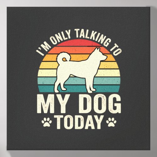Funny Dog Talking Retro Sunset Canvas Photo Tile