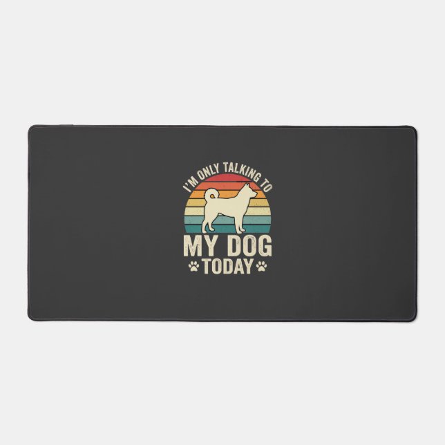 Funny Dog Talking Retro Sunset Desk Mat (Front)
