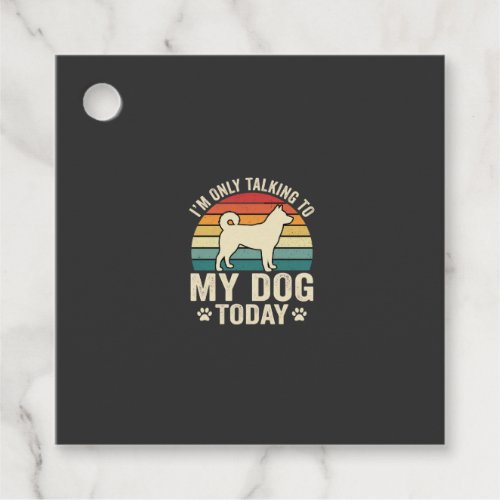 Funny Dog Talking Retro Sunset Favor Tags