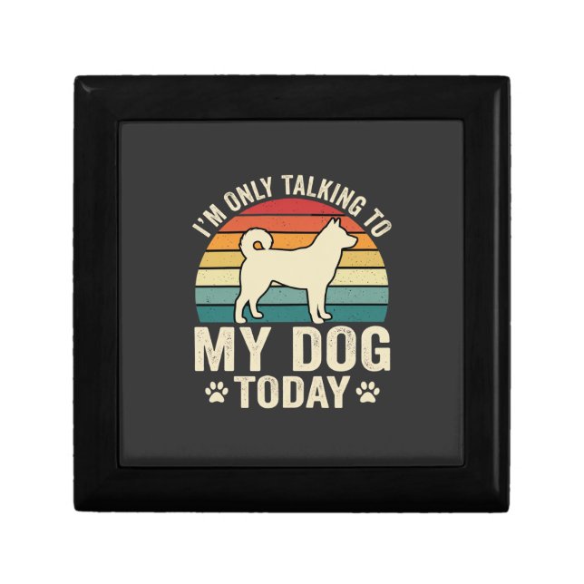 Funny Dog Talking Retro Sunset Gift Box (Front)
