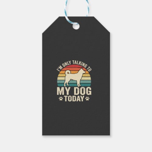 Funny Dog Talking Retro Sunset Gift Tags