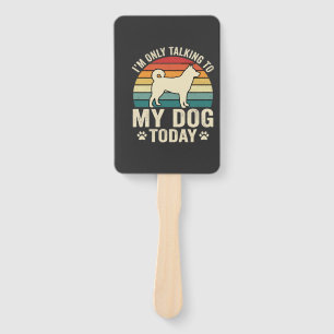 Funny Dog Talking Retro Sunset Hand Fan
