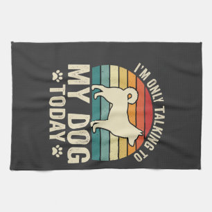 Funny Dog Talking Retro Sunset Kitchen Towel