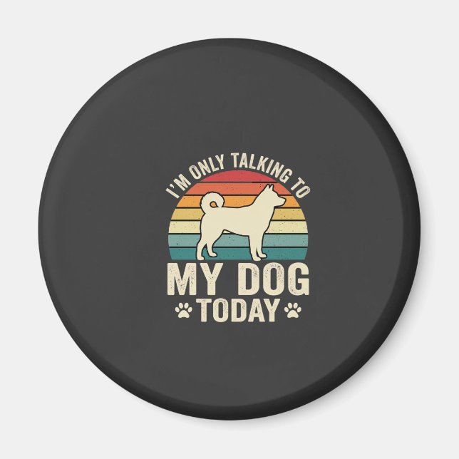 Funny Dog Talking Retro Sunset Magnet (Front)