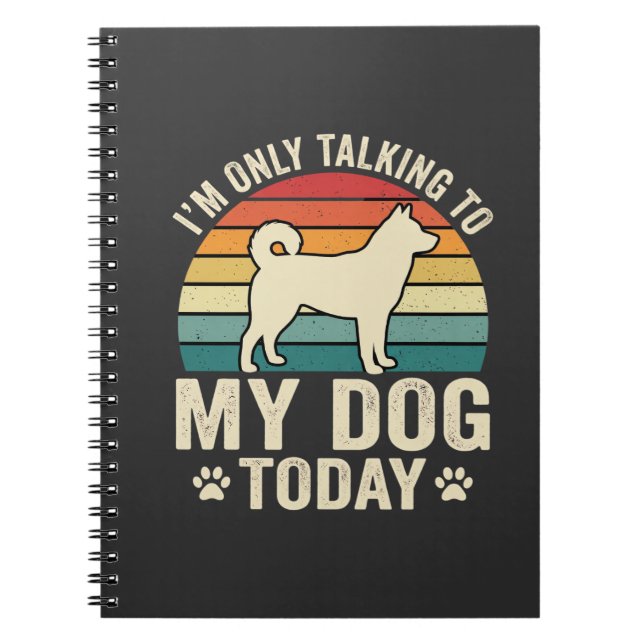 Funny Dog Talking Retro Sunset Notebook (Front)