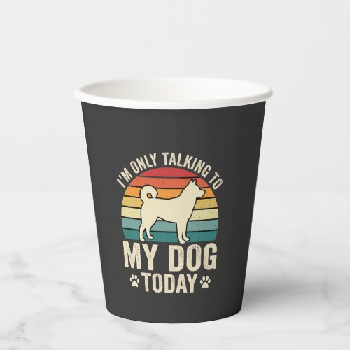 Funny Dog Talking Retro Sunset Paper Cups