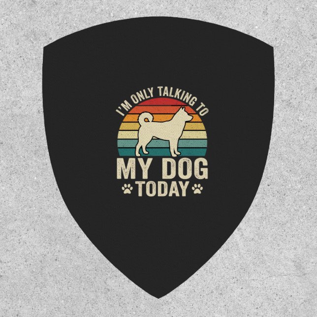 Funny Dog Talking Retro Sunset Patch (Front)