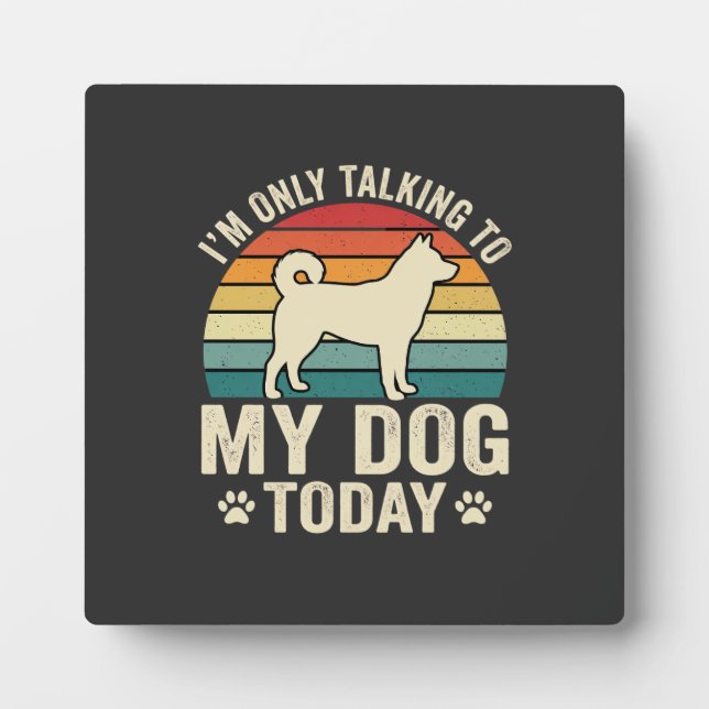 Funny Dog Talking Retro Sunset Plaque (Front)