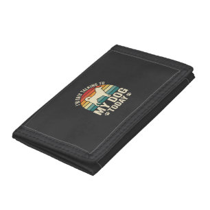 Funny Dog Talking Retro Sunset Tri-fold Wallet
