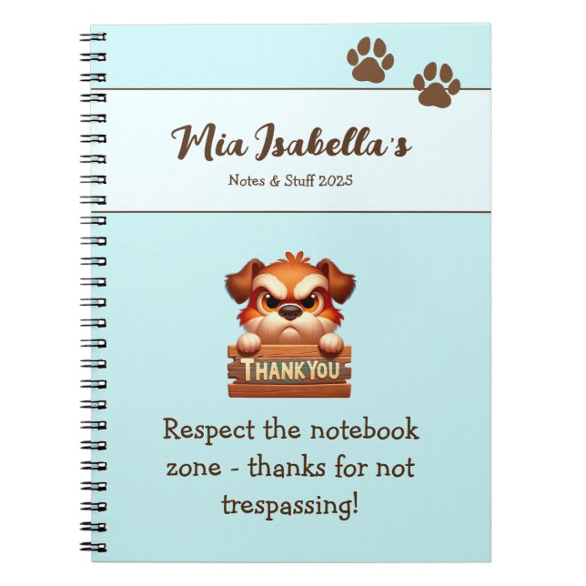 Funny Dog Thank You Paws Notebook Customizable  (Front)