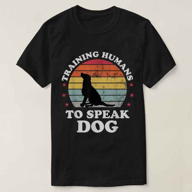 Funny Dog Trainer Retro Sunset Design T-Shirt (Design Front)