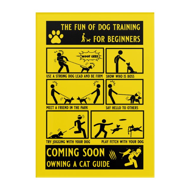 Funny Dog Training Instruction Manual Acrylic Print (Front)