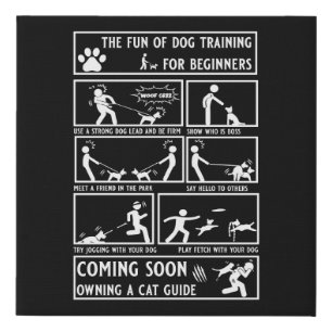 Funny Dog Training Instruction Manual Faux Canvas Print