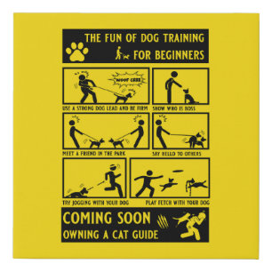 Funny Dog Training Instruction Manual Faux Canvas Print