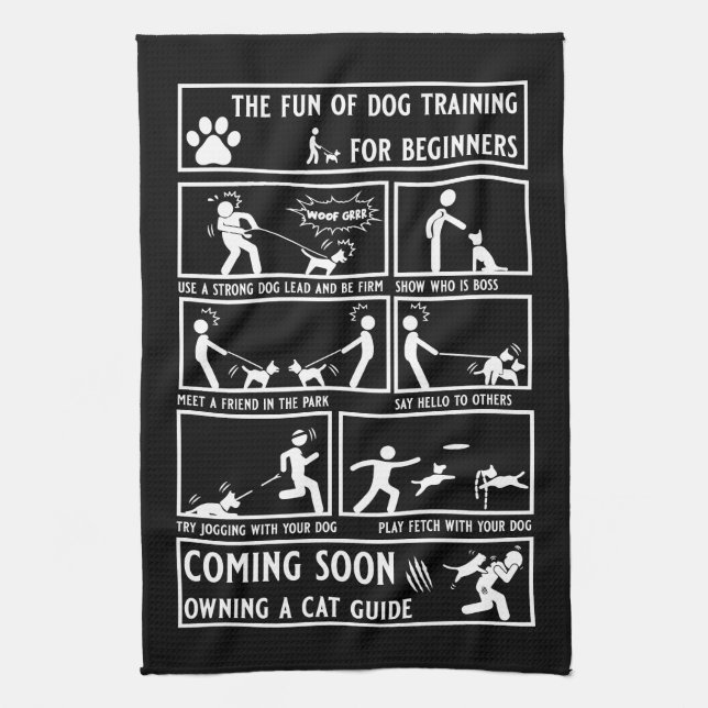 Funny Dog Training Instruction Manual Kitchen Towel (Vertical)