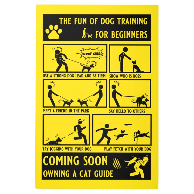 Funny Dog Training Instruction Manual Metal Print (Front)