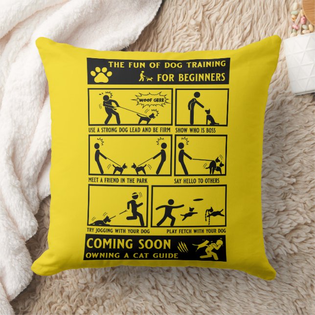 Funny Dog Training Instruction Manual Throw Pillow (Blanket)