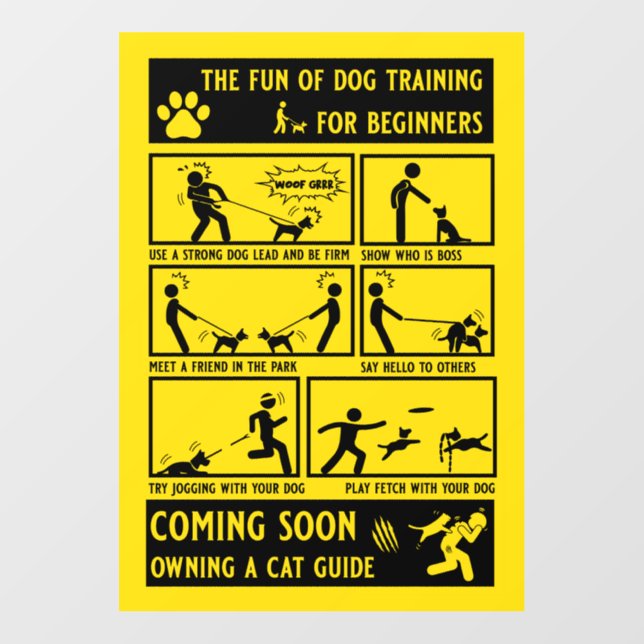 Funny Dog Training Instruction Manual Wall Decal (Front)
