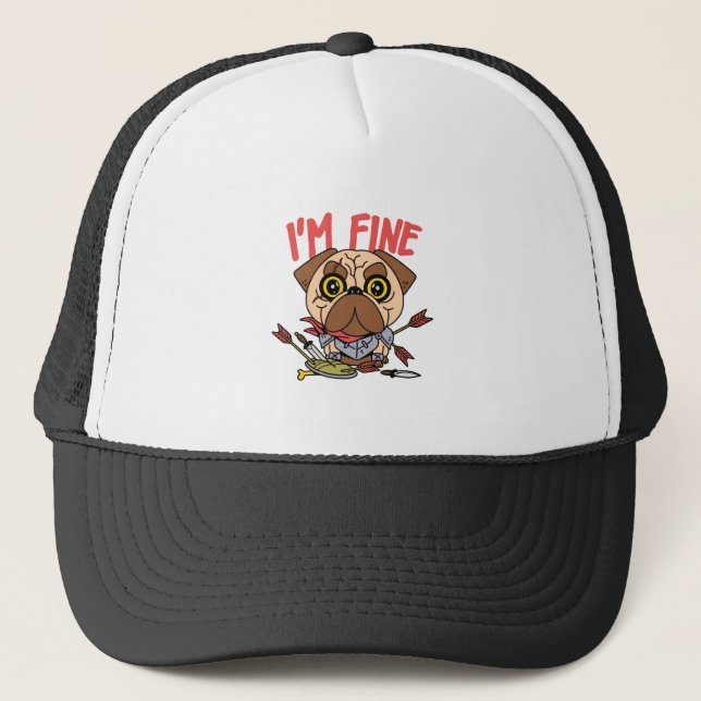 Funny Dog Warrior  Trucker Hat (Front)