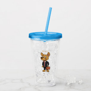 Funny dog wearing business suit cartoon  acrylic tumbler